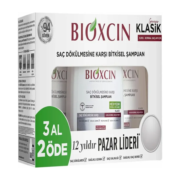Bioxcin Klasik Bitkisel Kuru ve Normal Saçlar için 3x300 ml