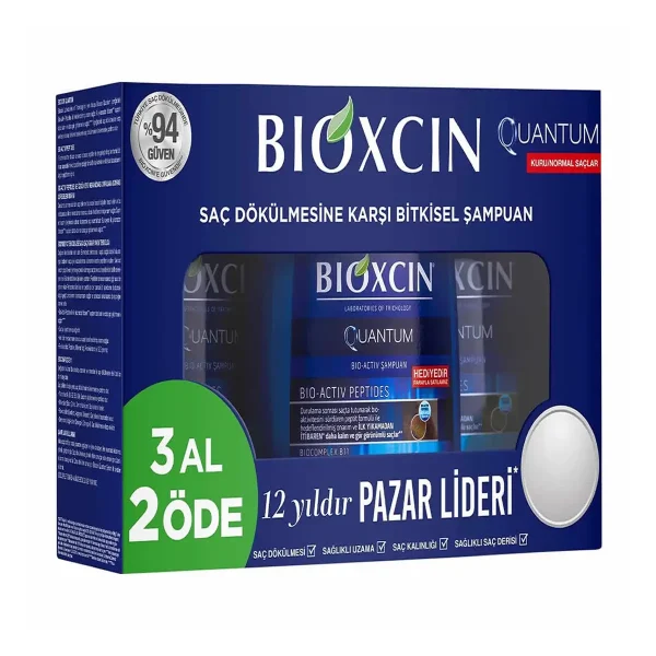 Bioxcin Quantum Şampuan Kuru ve Normal Saçlar İçin–3x300 ml