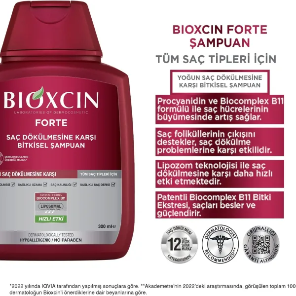 Bioxcin Forte Şampuan 300 ml - Yoğun Saç Dökülmesine Karşı