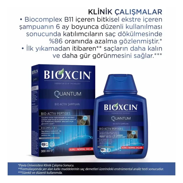 Bioxcin Quantum Şampuan Kuru ve Normal Saçlar İçin–3x300 ml