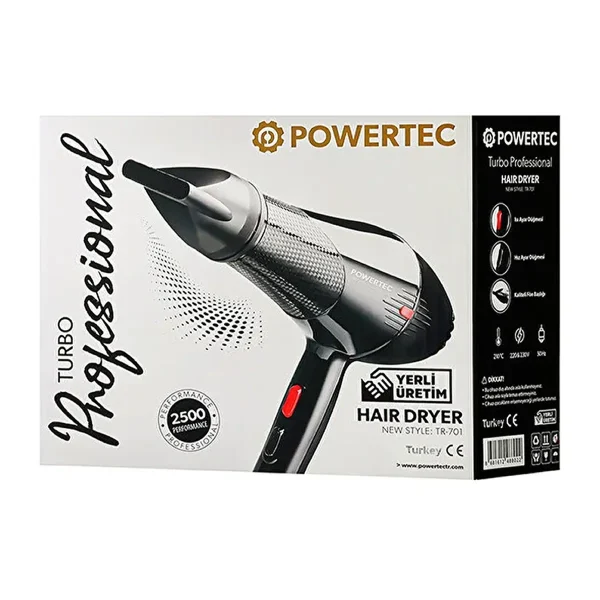 tr701 Powertec TR-701 Profesyonel Fön Makinesi - 2500 Watt Güç (Kuaför Tipi)